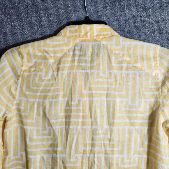 Chico's women's button-down top blouse size 4/6 yellow 100% linen - Picture 7 of 8